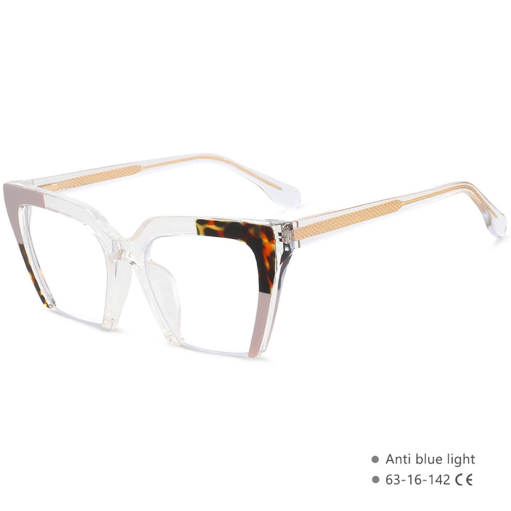 CCspace Women's Semi Rim Cat Eye Tr 90 Titanium Eyeglasses 55581 Semi Rim CCspace China C7Gray