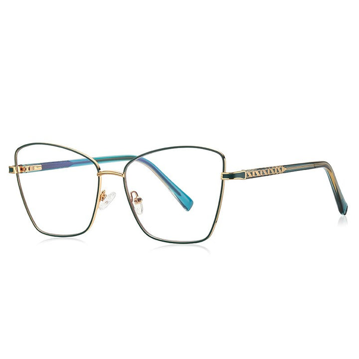 CCspace Unisex Full Rim Square Cat Eye Alloy Eyeglasses 55527 Full Rim CCspace China C2Green