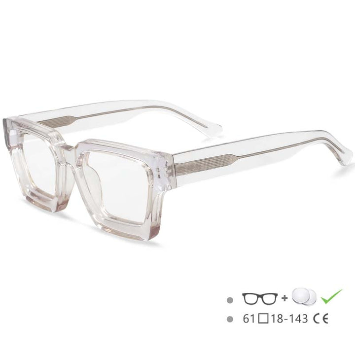 CCspace Unisex Full Rim Square Acetate Frame Eyeglasses 54290 Full Rim CCspace Clear China