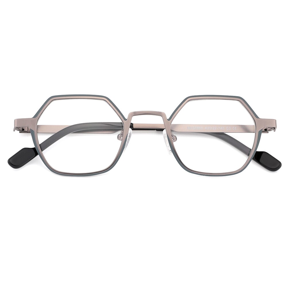 Laoyehui Unisex Full Rim Polygon Round Alloy Hyperopic Reading Glasses Anti Blue Light Glg8860 Reading Glasses Laoyehui 0 Grey