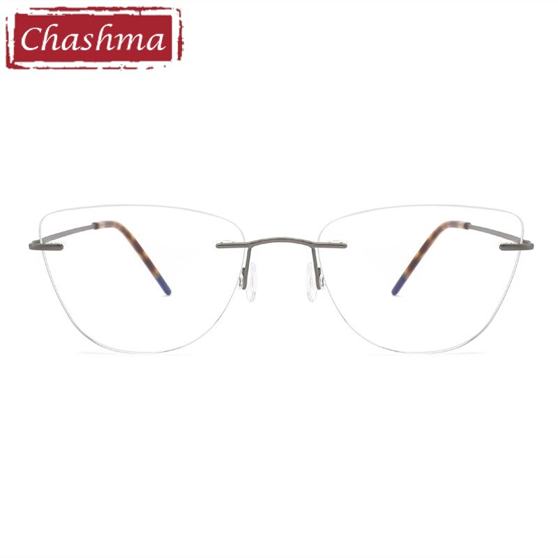 Chashma Ottica Unisex Rimless Rounded Square Cat Eye Titanium Eyeglasses 9016 Rimless Chashma Ottica