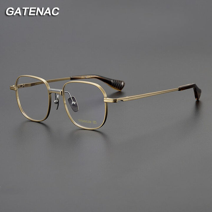 Gatenac Unisex Full Rim Square Titanium Eyeglasses Gxyj1086 Full Rim Gatenac