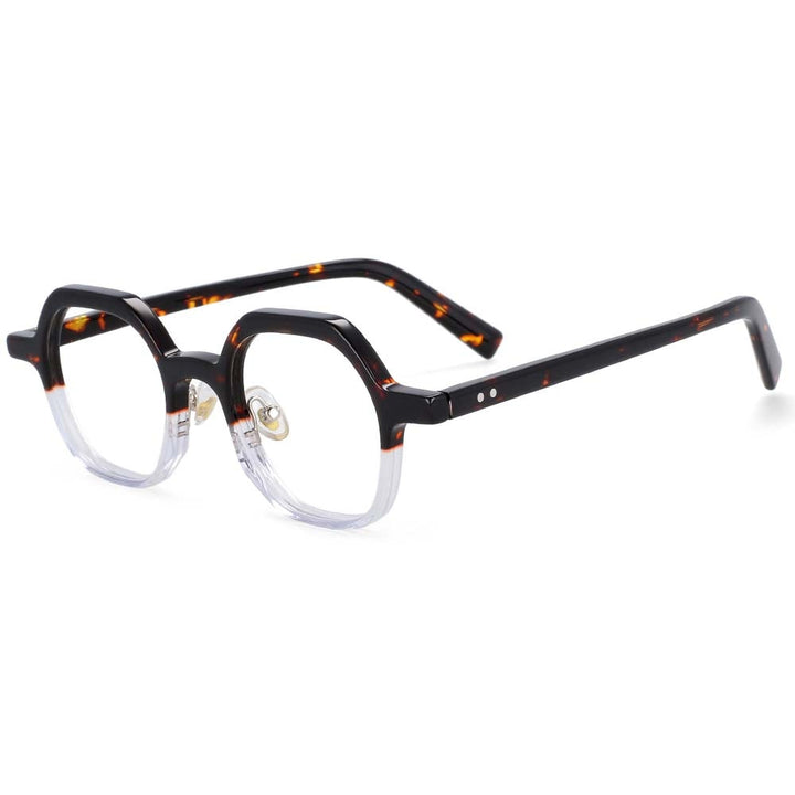 CCspace Unisex Full Rim Polygonal Acetate Frame Eyeglasses 54229 Full Rim CCspace Leopard clear
