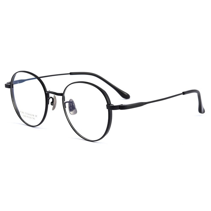 Yimaruili Unisex Full Rim Round Titanium Eyeglasses 2046TSF Full Rim Yimaruili Eyeglasses Black