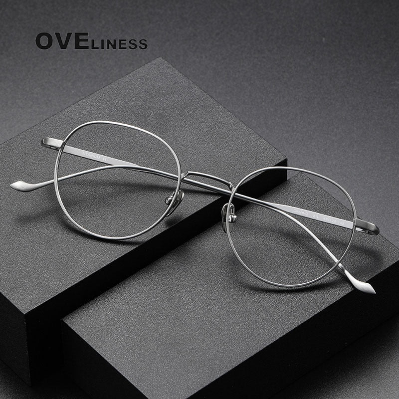 Oveliness Unisex Full Rim Round Titanium Eyeglasses Chordc Full Rim Oveliness