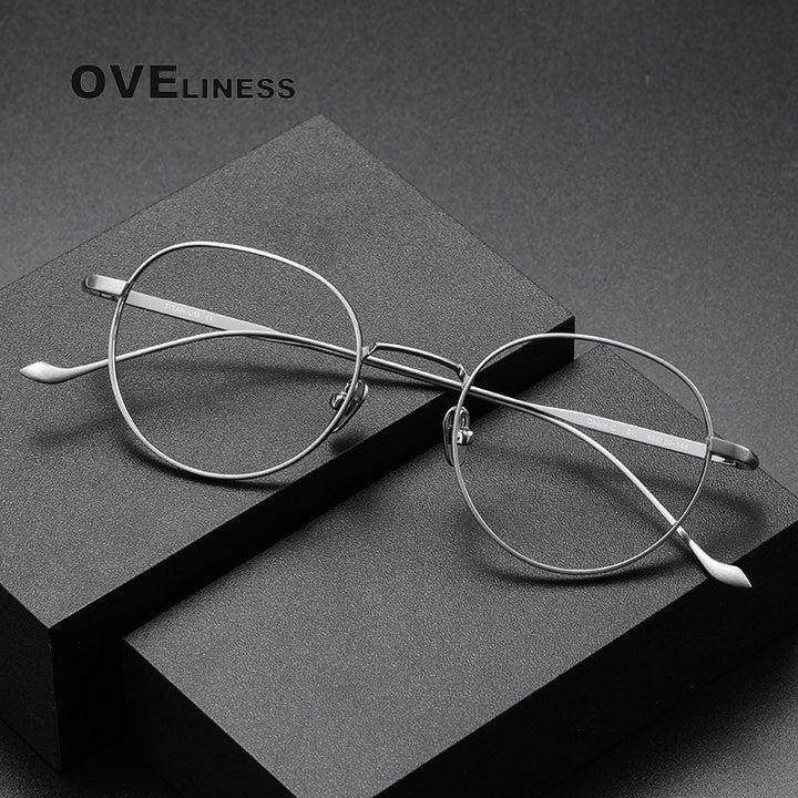 Oveliness Unisex Full Rim Round Titanium Eyeglasses Chordc Full Rim Oveliness