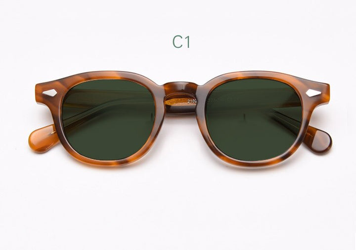 Yujo Unisex Full Rim Round Acetate UV400 Polarized Sunglasses 21021 Sunglasses Yujo C1 China