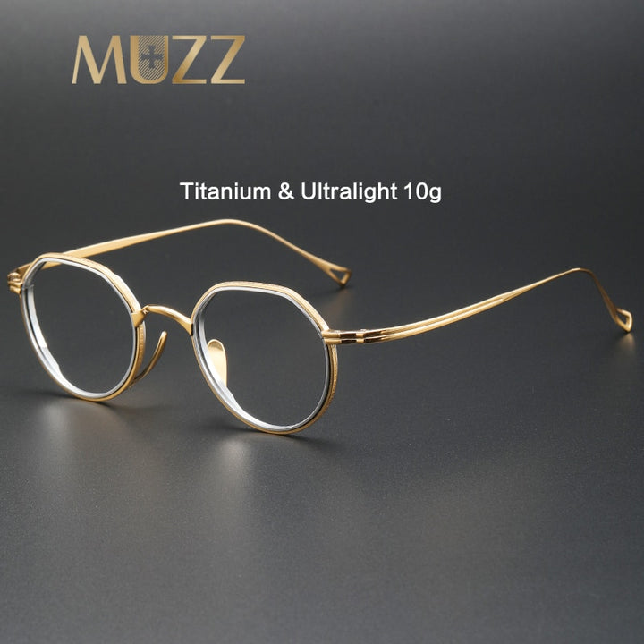 Muzz Unisex Full Rim Round Square Titanium Acetate Eyeglasses 1231 Full Rim Muzz