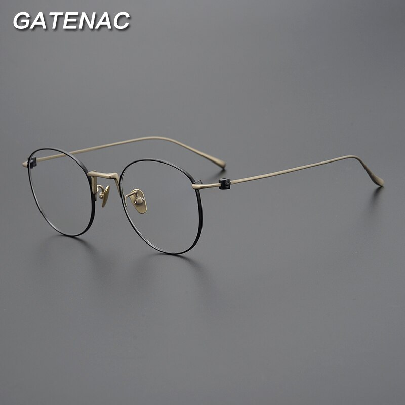 Gatenac Unisex Full Rim Round Square Titanium Eyeglasses Gxyj917 Full Rim Gatenac
