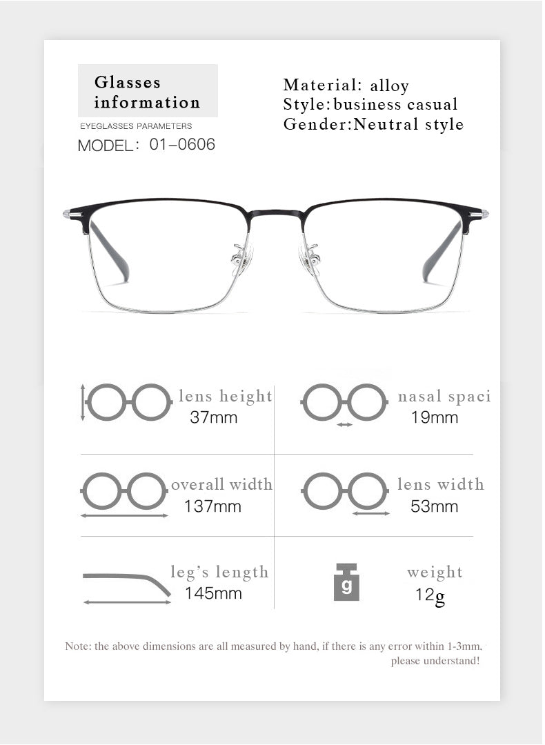 Hotochki Men's Full/Semi Rim SquareTitanium Frame Eyeglasses 0608-0606 Semi Rim Hotochki