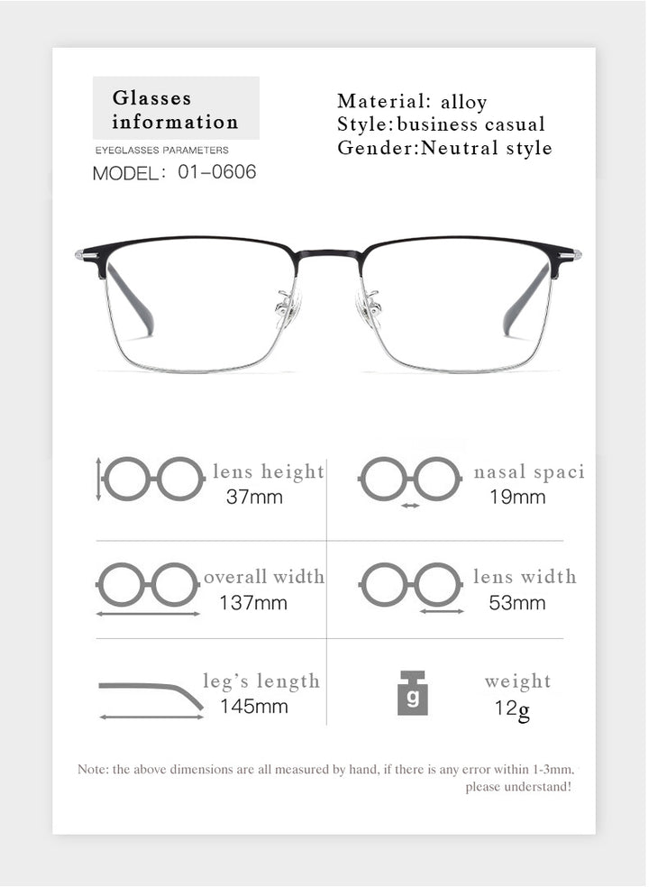 Hotochki Men's Full/Semi Rim SquareTitanium Frame Eyeglasses 0608-0606 Semi Rim Hotochki