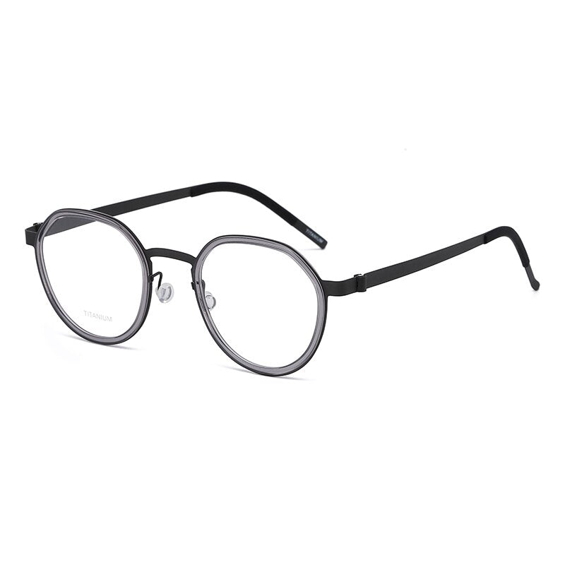 Reven Jate Unisex Full Rim Round Titanium Acetate Eyeglasses 9759 Full Rim Reven Jate grey  