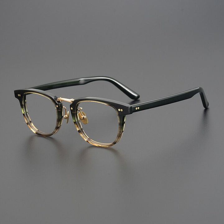 Gatenac Unisex Full Rim Square Acetate Eyeglasses Gxyj938 Full Rim Gatenac Green