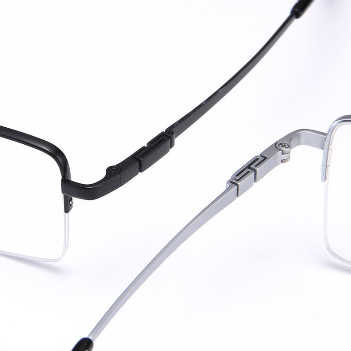 Bclear Men's Semi Rim Rectangle Titanium Frame Eyeglasses My007 Semi Rim Bclear