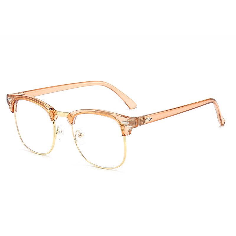 CCspace Unisex Full Rim Square Tr 90 Eyeglasses 54622 Full Rim CCspace China Clear tea-gold