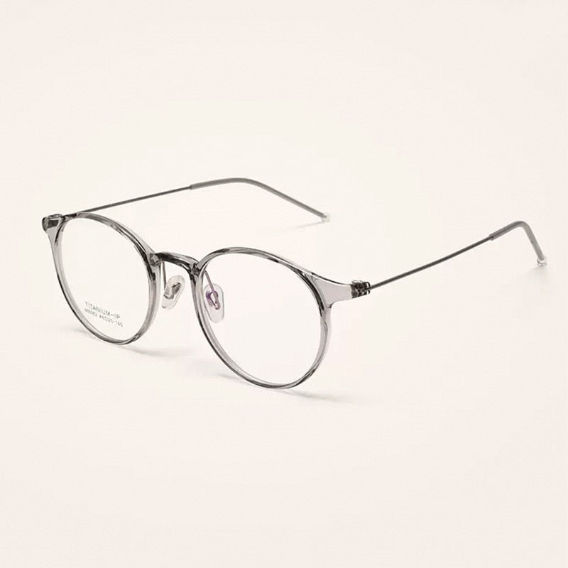 Yimaruili Unisex Full Rim Round Tr 90 Titanium Eyeglasses M8062 Full Rim Yimaruili Eyeglasses Transparent Gray