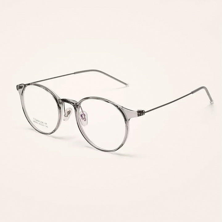 Yimaruili Unisex Full Rim Round Tr 90 Titanium Eyeglasses M8062 Full Rim Yimaruili Eyeglasses Transparent Gray
