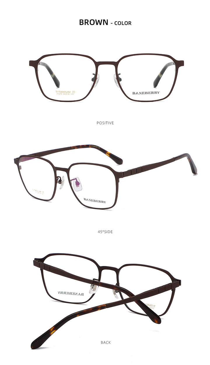 Reven Jate Unisex Full Rim Square Titanium Frame Eyeglasses 71075 Full Rim Reven Jate