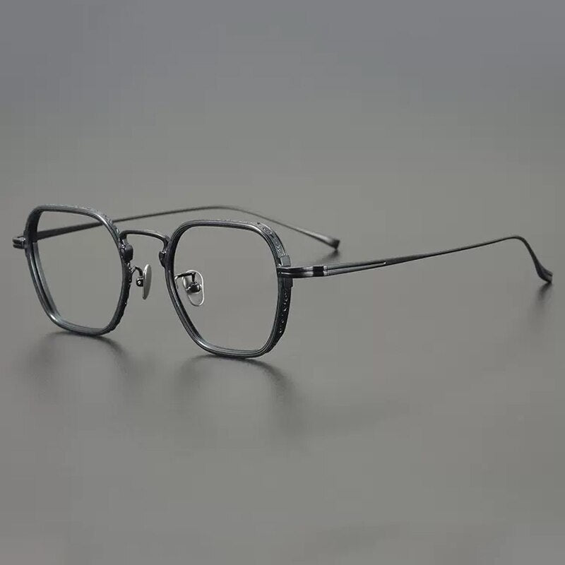 Gatenac Unisex Full Rim Polygon Square Titanium Eyeglasses Gxyj889 Full Rim Gatenac Black