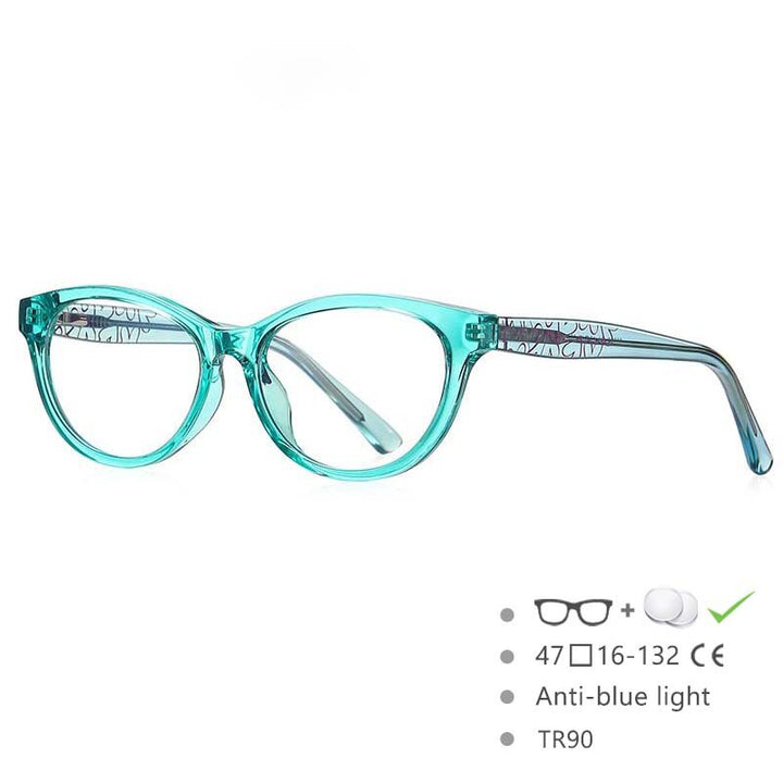 CCspace Children's Unisex Full Rim Tr 90 Cat Eye Frame Eyeglasses 54573 Full Rim CCspace Green China