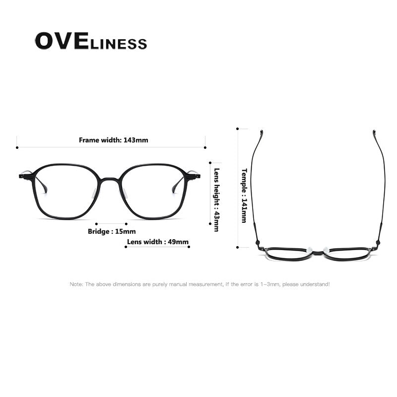 Oveliness Unisex Full Rim Square Acetate Titanium Eyeglasses 8641 Full Rim Oveliness