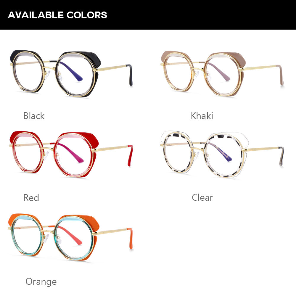 CCspace Unisex Full Rim Round Tr 90 Titanium Eyeglasses 54171 Full Rim CCspace