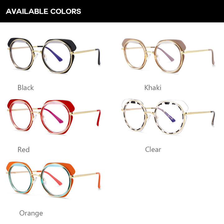 CCspace Unisex Full Rim Round Tr 90 Titanium Eyeglasses 54171 Full Rim CCspace