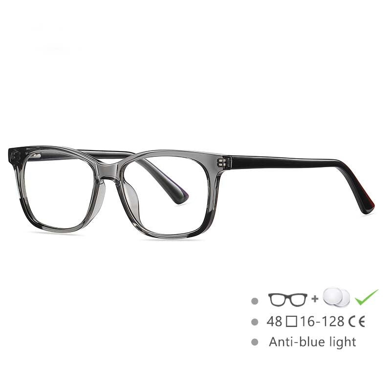 CCspace Youth's Unisex Full Rim Square Tr 90 Titanium Eyeglasses 54523 Full Rim CCspace China Gray