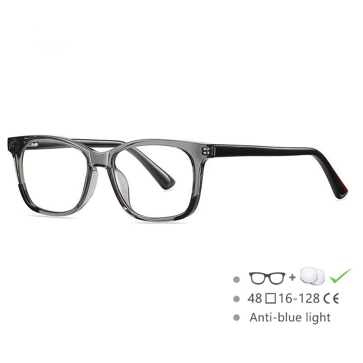 CCspace Youth's Unisex Full Rim Square Tr 90 Titanium Eyeglasses 54523 Full Rim CCspace China Gray