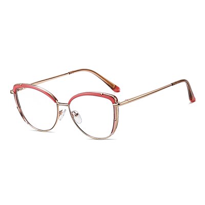 Ralferty Women's Full Rim Square Cat Eye Acetate Alloy Eyeglasses F95966 Full Rim Ralferty C5 Orange - Brown China