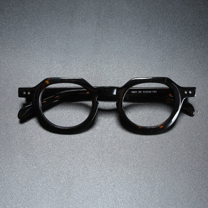 Gatenac Unisex Full Rim Round Square Acetate Eyeglasses Gxyj912 Full Rim Gatenac
