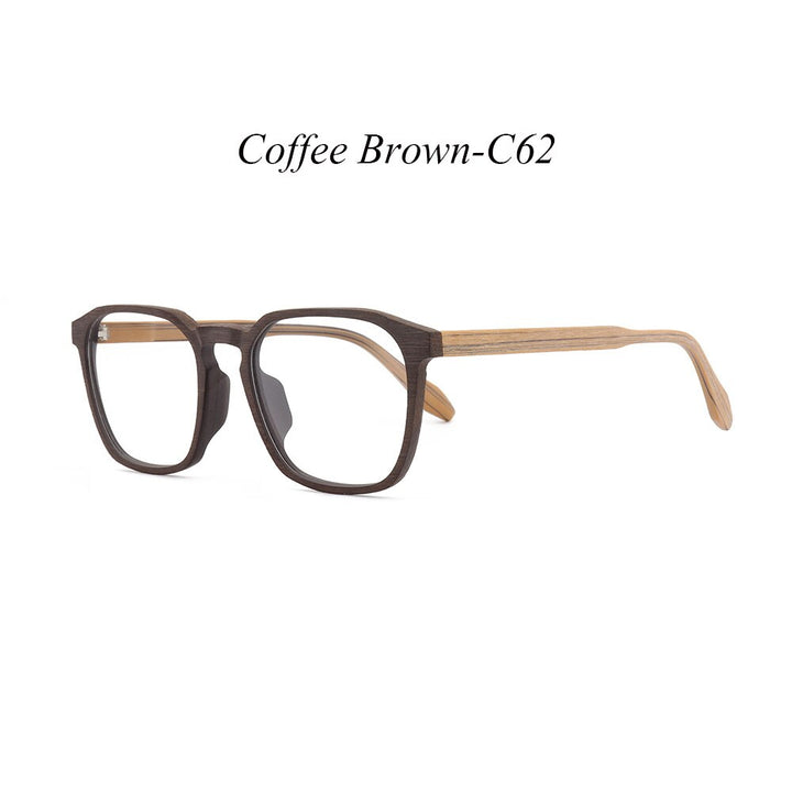 Hdcrafter Unisex Full Rim Square Wood Alloy Eyeglasses 1692 Full Rim Hdcrafter Eyeglasses C62