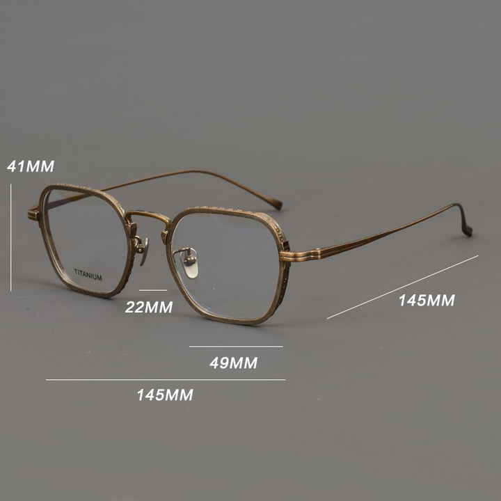 Gatenac Unisex Full Rim Polygon Square Titanium Eyeglasses Gxyj889 Full Rim Gatenac