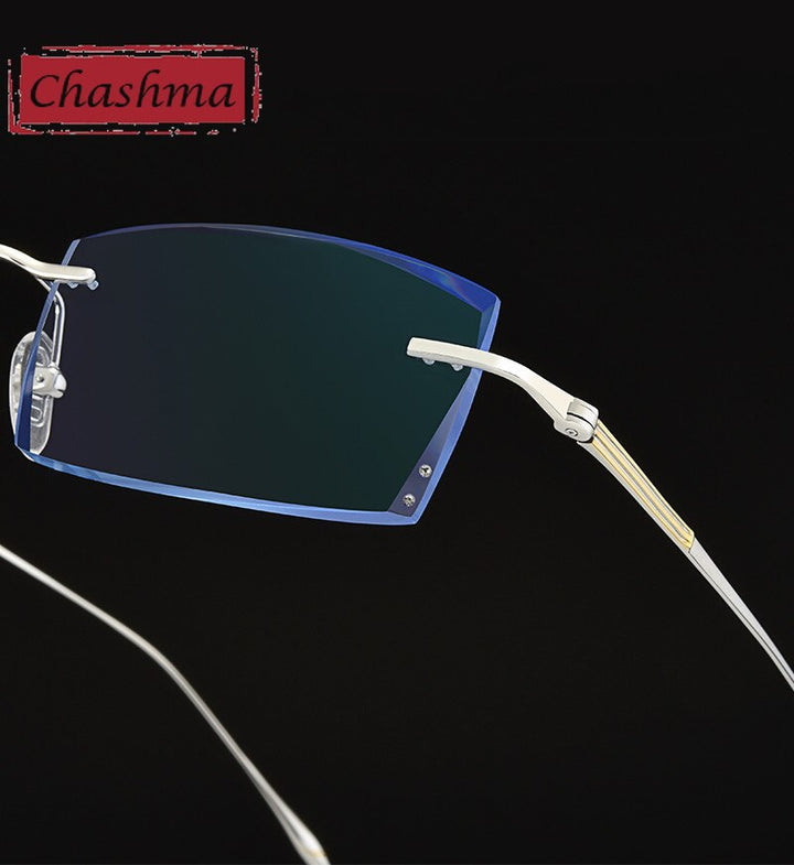 Chashma Ottica Men's Rimless Square Titanium Eyeglasses Tinted Lenses 9083 Rimless Chashma Ottica
