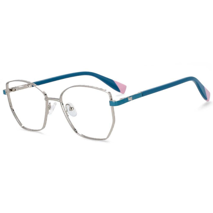 CCspace Women's Full Rim Square Cat Eye Alloy Frame Eyeglasses 54273 Full Rim CCspace China silver-green