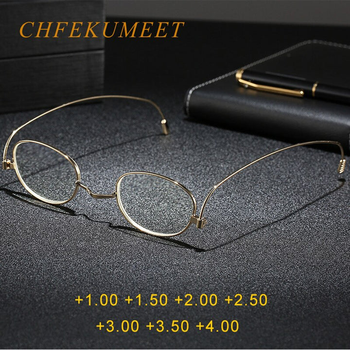 Hdcrafter Unisex Full Rim Round Oval Alloy Anti Blue Reading Glasses Reading Glasses Hdcrafter Eyeglasses