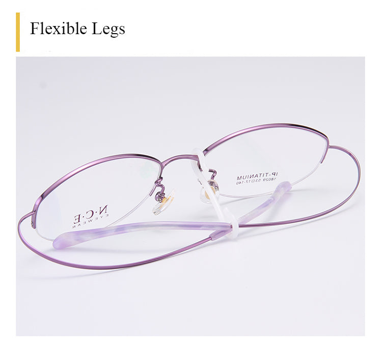 Bclear Women's Semi Rim Titanium Oval Eyeglasses Sc18029 Semi Rim Bclear