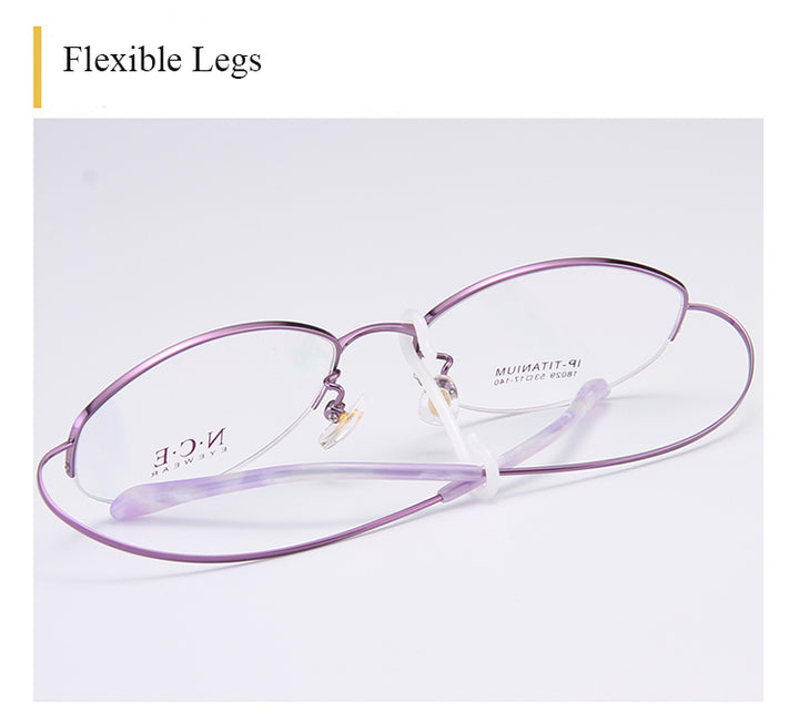 Bclear Women's Semi Rim Titanium Oval Eyeglasses Sc18029 Semi Rim Bclear