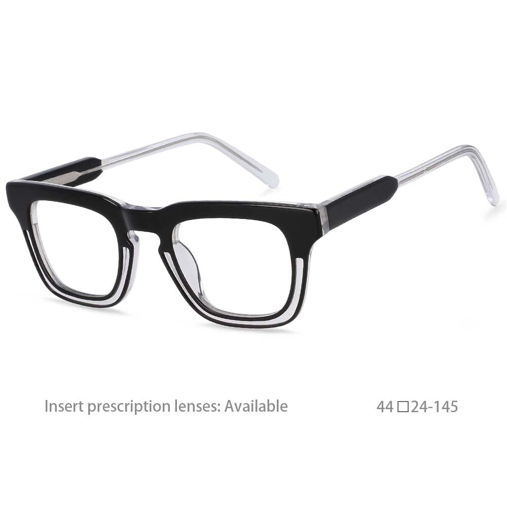 CCspace Unisex Full Rim Square Acetate Frame Eyeglasses 54386 Full Rim CCspace Black China
