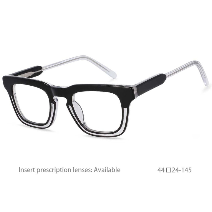 CCspace Unisex Full Rim Square Acetate Frame Eyeglasses 54386 Full Rim CCspace Black China