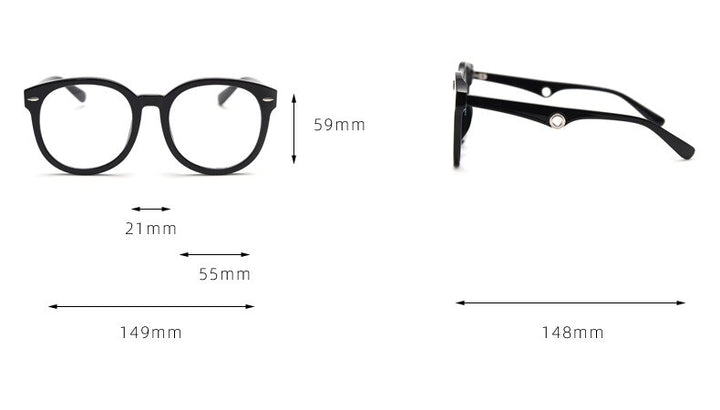 CCspace Unisex Full Rim Big Round Square Tr 90 Titanium Eyeglasses 55685 Full Rim CCspace