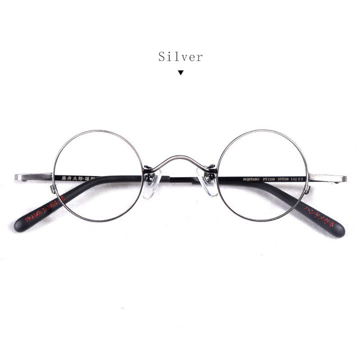 Hdcrafter Unisex Full Rim Round Titanium Alloy Eyeglasses Ft2219 Full Rim Hdcrafter Eyeglasses Silver  