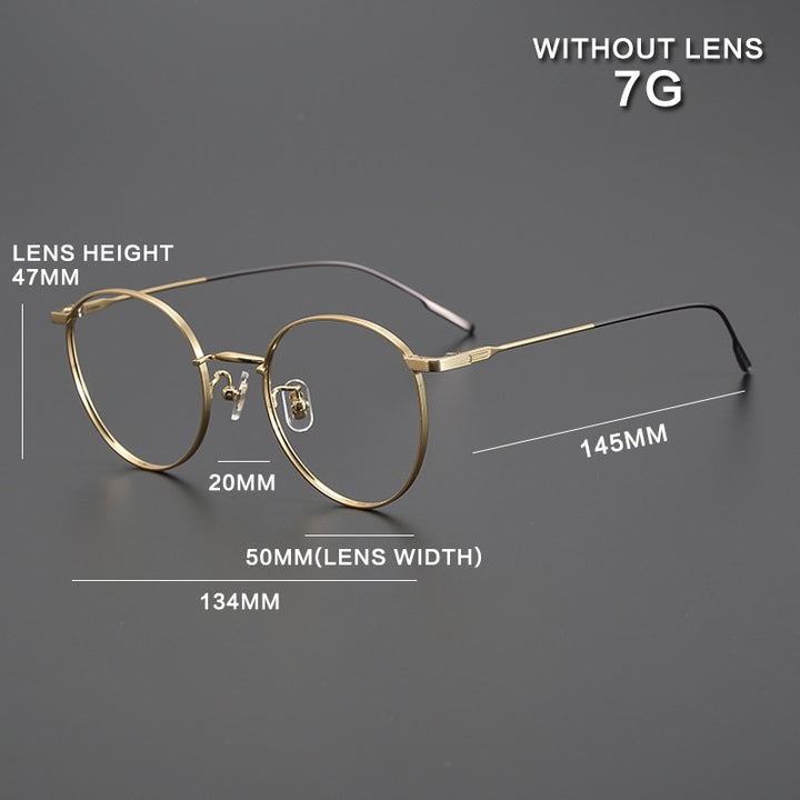 Gatenac Unisex Full Rim Round Titanium Eyeglasses Gxyj1011 Full Rim Gatenac