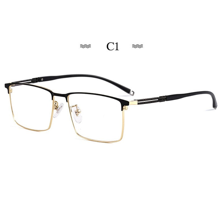 Hotochki Men's Full Rim Square Tr 90 Titanium Frame Eyeglasses T8607t Full Rim Hotochki C1