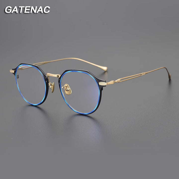 Gatenac Unisex Full Rim Octagonal Titanium Eyeglasses Gxyj1123 Full Rim Gatenac