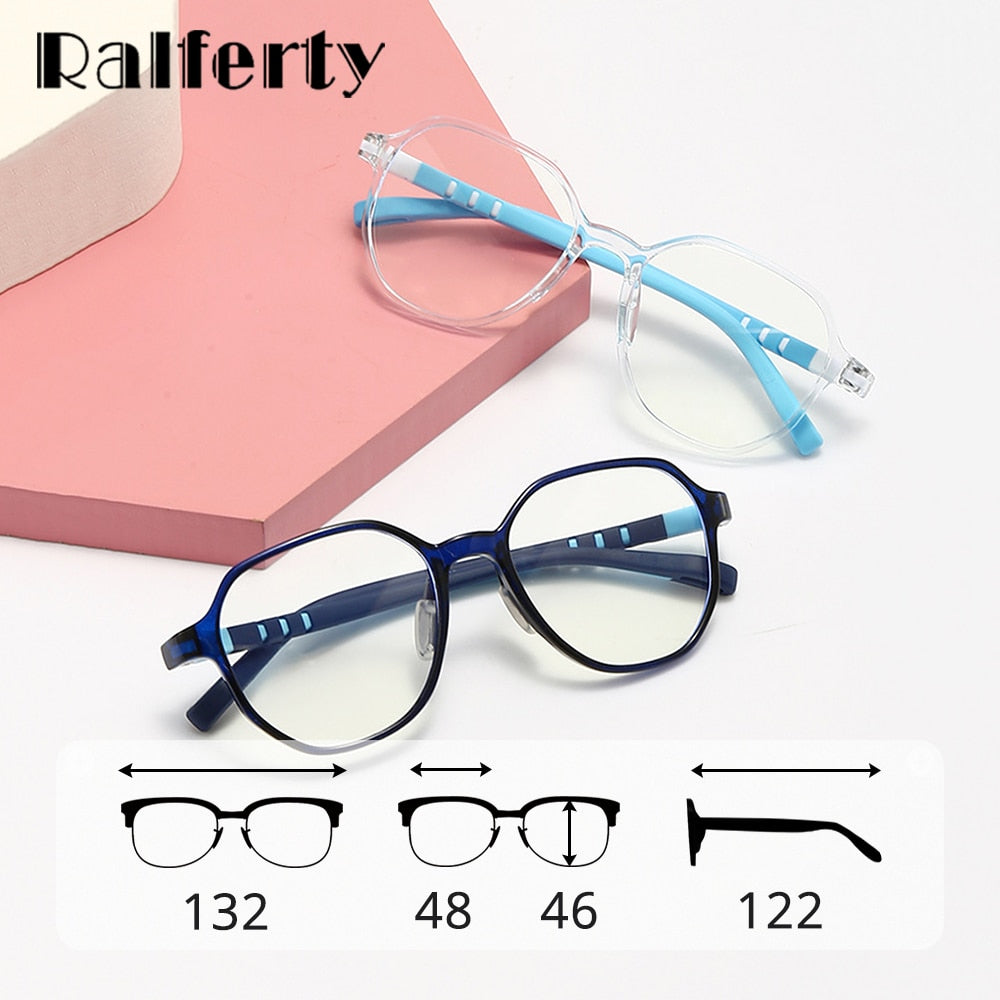 Ralferty Unisex Children's Full Rim Flat Top Round Tr 90 Acetate Silicone Eyeglasses M91032 Full Rim Ralferty   