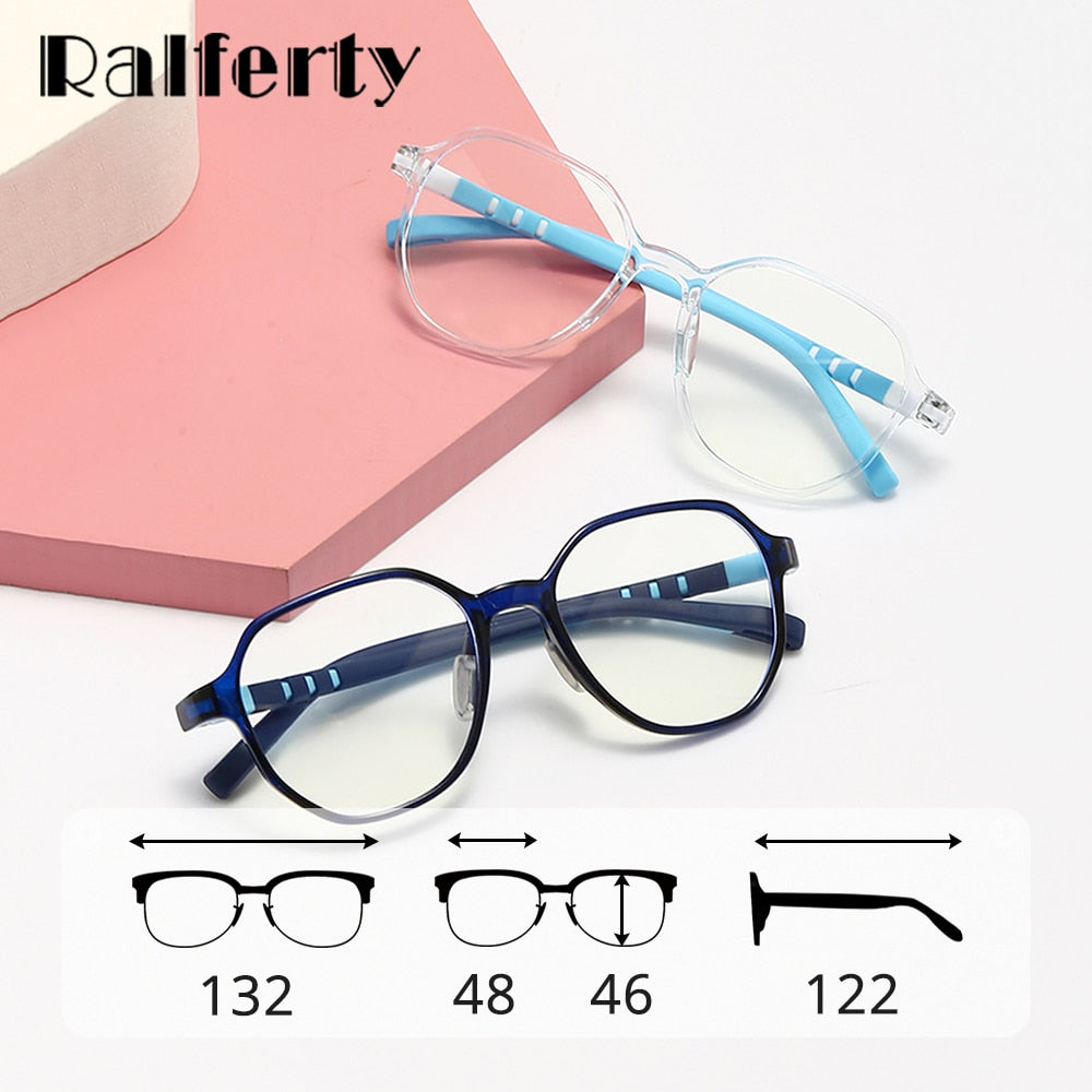Ralferty Unisex Children's Full Rim Flat Top Round Tr 90 Acetate Silicone Eyeglasses M91032 Full Rim Ralferty