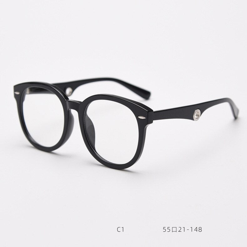 CCspace Unisex Full Rim Big Round Square Tr 90 Titanium Eyeglasses 55685 Full Rim CCspace Black China