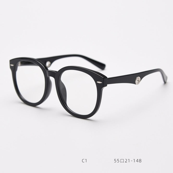 CCspace Unisex Full Rim Big Round Square Tr 90 Titanium Eyeglasses 55685 Full Rim CCspace Black China