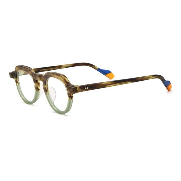 CCspace Unisex Full Rim Irregular Round Acetate Eyeglasses 54702 Full Rim CCspace Matte leopard green China